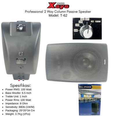 SPEAKER PASIF TAZZ T-62 WALL SPEAKER GANTUNG 6,5"