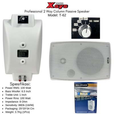 SPEAKER PASIF TAZZ T-62 WALL SPEAKER GANTUNG 6,5"