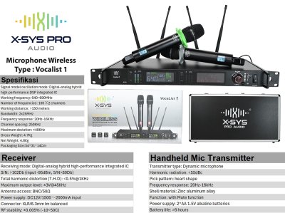 MICROPHONE WIRELESS XSYS TYPE VOCALIST-1 (JARAK 100-150M)