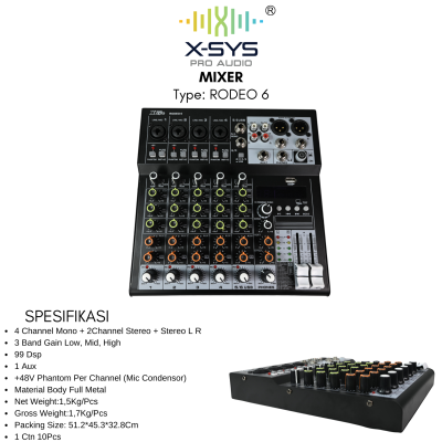 MIXER XSYS RODEO 6 ( 6 CHANNEL)
