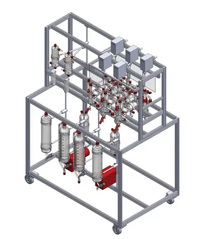 Modular mixer-settler for laboratory tests
