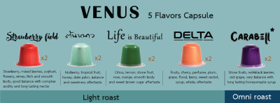 แคปซูลกาแฟ Venus Capsule box  (รวม Specialty 5 รสชาติ)