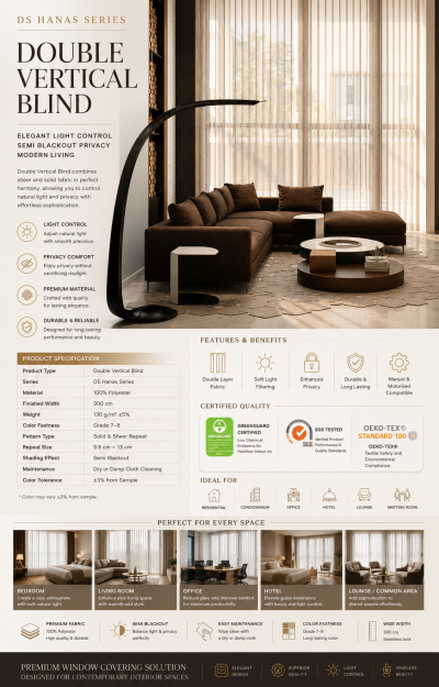 DS Hanas Series Double Vertical Blind (ม่านปรับแสง 2 ชั้น รุ่น DS Hanas Series)
