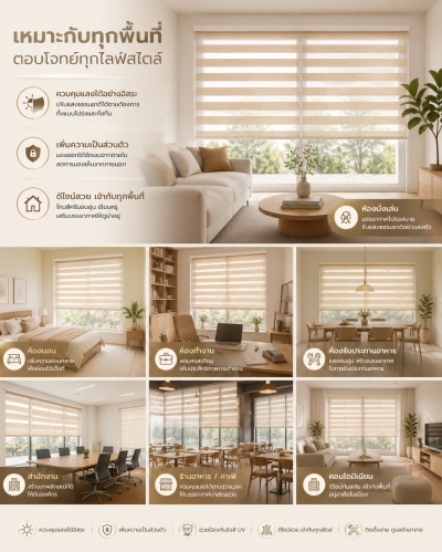 ม่านปรับแสง Magic Screen Zebra Series รุ่น B502 Cream