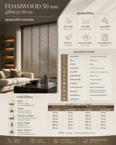 Foamwood 50 mm (มู่ลี่โฟมวูด 50 มม.)
