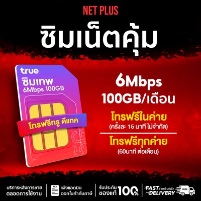 ซิมเทพ6Mbps ซิมเทพ100GB ซิมเทพ 6 Mbps ซิมรายปี คุ้มประหยัด ซิมเน็ตเยอะ 100GB ต่อเดือน ใช้ได้ 1 ปี