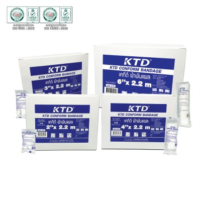 KTD CONFORM BANDAGE เคทีดี ผ้าพันแผลใช้พันเพื่อปิดบาดแผล ขนาด: 3 in (รุ่น 2.2 เมตร) ขนาดบรรจุ 12 ชิ้น