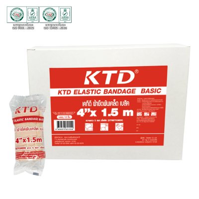 KTD ELASTIC BANDAGE เคทีดี ผ้ายืดพันเคล็ด เบสิค ขนาด: 6 in (รุ่น 1.5 เมตร) ขนาดบรรจุ 12 ชิ้น