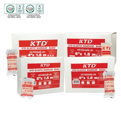 KTD ELASTIC BANDAGE เคทีดี ผ้ายืดพันเคล็ด เบสิค ขนาด: 3 in (รุ่น 1.5 เมตร) ขนาดบรรจุ 12 ชิ้น