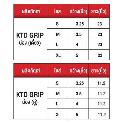 KTD GRIP CALF กล่องแพคเดี่ยวและแพคคู่ ขนาด: S/M/L/XL