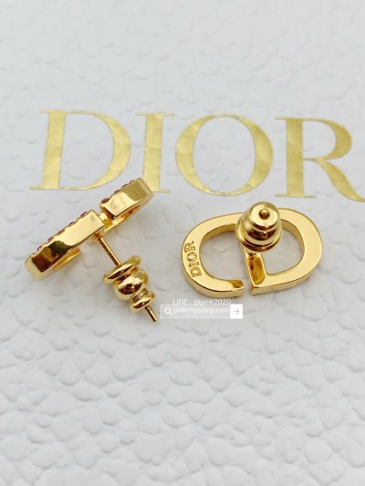 VP0040ทอง ต่างหู Di petit เพชรชมพู 1.7cm.