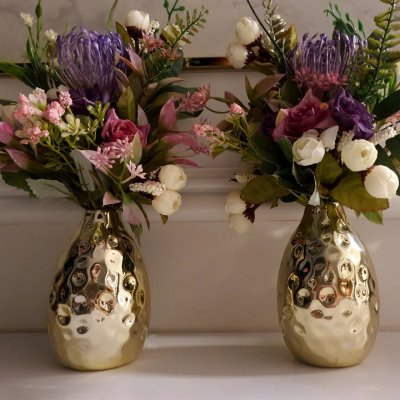 Violet & Pink Flower in small Jar