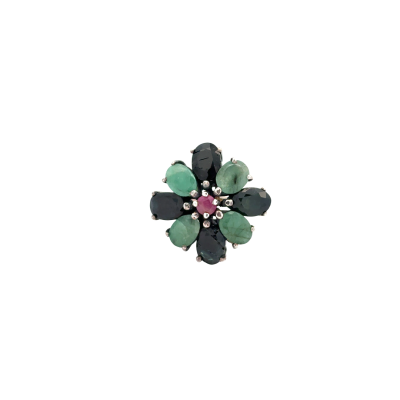 Bi gems Ring (Blue Sapphire and Jade)