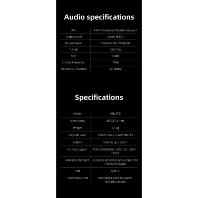 Hiby FC5 DAC&AMP พกพา รองรับ MQA