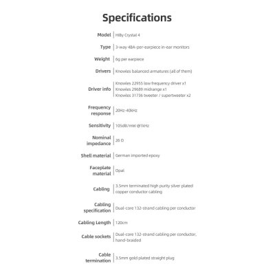Hiby Crystal4 หูฟัง 4 ไดรเวอร์ 4BA Knowles