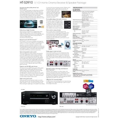 ONKYO HT-S3910 (B) Black / 5.1CH 155W Package Set