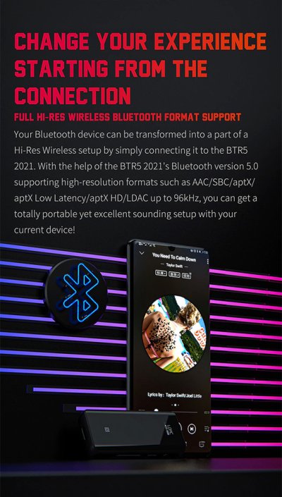 FiiO BTR5 2021 DAC/AMP ขนาดพกพา รองรับ Bluetooth 5.0 | NFC | MQA (ไม่มีสาย Lightning)