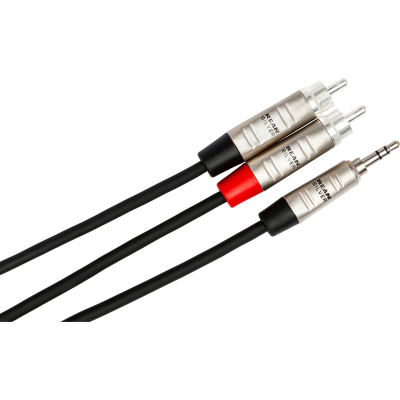 Hosa HMR-010Y Pro Stereo Breakout, REAN 3.5 mm TRS to Dual RCA, 10 ft