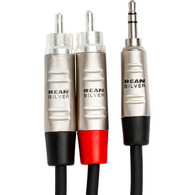 Hosa HMR-010Y Pro Stereo Breakout, REAN 3.5 mm TRS to Dual RCA, 10 ft