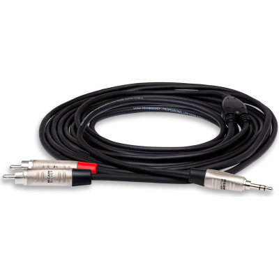 Hosa HMR-010Y Pro Stereo Breakout, REAN 3.5 mm TRS to Dual RCA, 10 ft