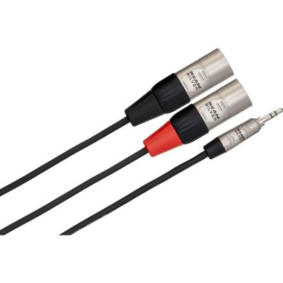 Hosa HMX-015Y Pro Stereo Breakout, REAN 3.5 mm TRS to Dual XLR3M, 15 ft