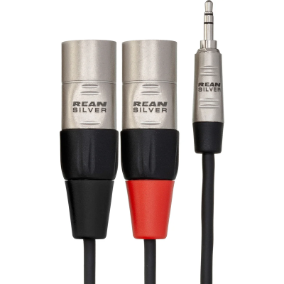 Hosa HMX-015Y Pro Stereo Breakout, REAN 3.5 mm TRS to Dual XLR3M, 15 ft
