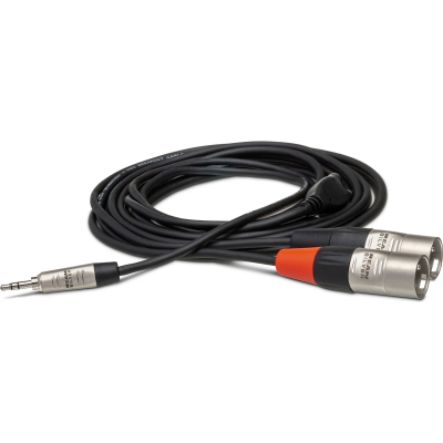 Hosa HMX-015Y Pro Stereo Breakout, REAN 3.5 mm TRS to Dual XLR3M, 15 ft