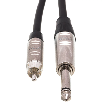 Hosa HPR-003 Pro Unbalanced Interconnect, REAN 1/4 in TS to RCA, 3 ft
