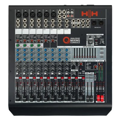 HH Electronics Q12FX Compact 12-channel analogue mixing console High-Quality DSP Effects 2x2 USB Audio interface I/O