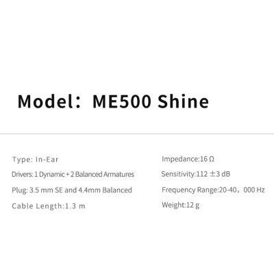 Shanling ME500S หูฟัง 3 ไดรเวอร์ 2BA+1DD