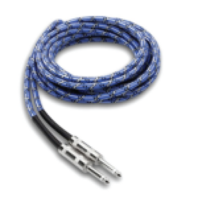 Hosa 3GT-18C1 - Cloth Guitar Cable, Hosa Straight to Same, 18 ft (Blue/White/Black)