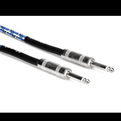 Hosa 3GT-18C1 - Cloth Guitar Cable, Hosa Straight to Same, 18 ft (Blue/White/Black)