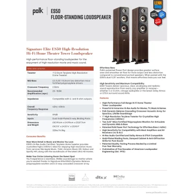 POLK SIGNATURE ELITE ES50 (PAIR) FLOOR-STANDING SPEAKER