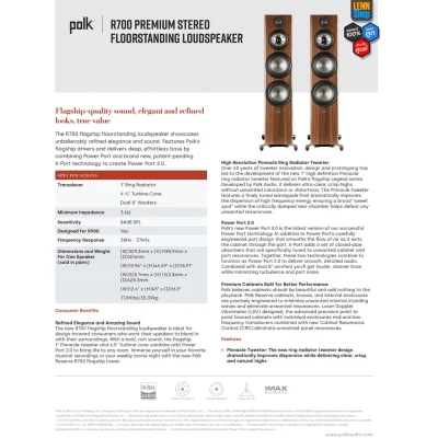 Polk Tweeter R700 POLK RESERVE R700 (PAIR) FLOORSTANDING LOUDSPEAKER