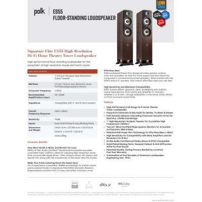 POLK SIGNATURE ELITE ES55 (PAIR) FLOOR-STANDING SPEAKER