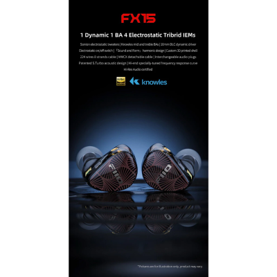 FiiO FX15 หูฟัง IEMs Tribrid 6 ไดรเวอร์ 1BA+1DD+4EST รองรับ Hi-Res