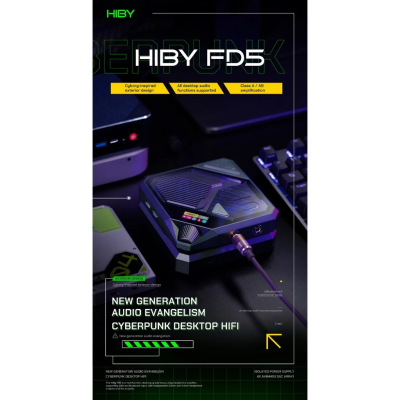 Hiby FD5 DAC/AMP ตั้งโต๊ะ Class A/AB ชิป AKM4493 x4 ดีไซน์ไซเบอร์พังค์ รองรับ MQA