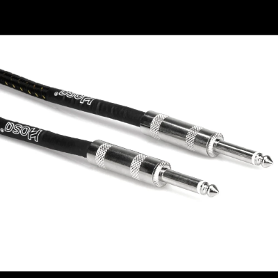 Hosa 3GT-18C4 - Cloth Guitar Cable, Hosa Straight to Same, 18 ft (Black/Gold)