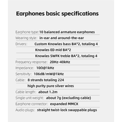 FiiO FA19 หูฟัง IEMs 10 ไดรเวอร์ Knowles BA ระดับ audiophile สายเงินไฮเอนด์ รองรับ Hi-Res