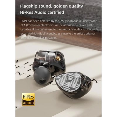 FiiO FA19 หูฟัง IEMs 10 ไดรเวอร์ Knowles BA ระดับ audiophile สายเงินไฮเอนด์ รองรับ Hi-Res