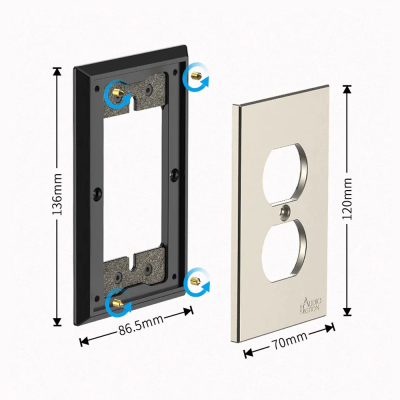 Audio Bastion Outlet Cover (brown) & Adapter