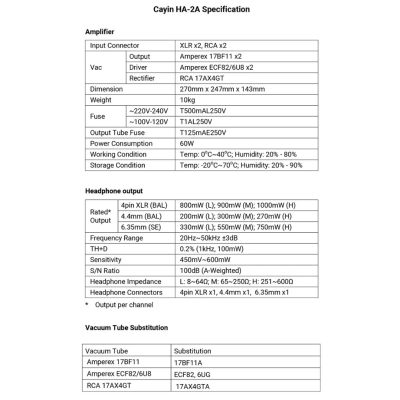 Cayin HA-2A แอมป์หูฟังหลอดแก้วสูญญากาศ NOS วินเทจทั้งหมด แบบตั้งโต๊ะ กำลังขับสูง