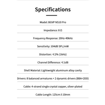 BGVP NS10 Pro หูฟัง IEMs 10 ไดรเวอร์ 8BA+2DD เปลี่ยนท่อนำเสียงได้ รองรับ Hi-Res