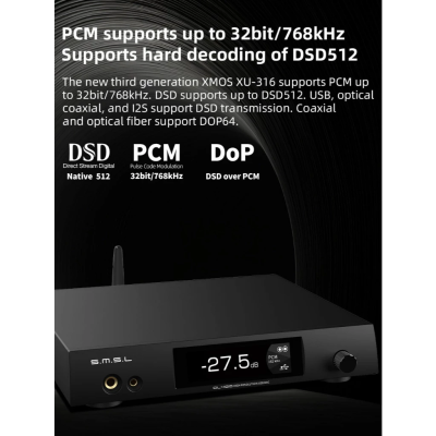 SMSL DL400 DAC/AMP ตั้งโต๊ะ ชิป ESS ES9039MSPRO รองรับ MQA, LDAC, Dual Hi-Res