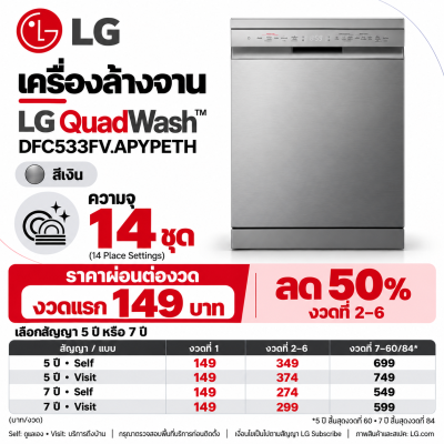 เครื่องล้างจาน LG QuadWash™ รุ่น DFC533FV.APYPETH