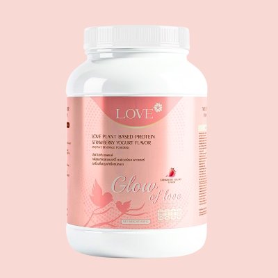 (รูปแบบกระปุก) โปรตีนสูตรบำรุง ผิว ผม เล็บ "Glow of Love" รสโยเกิร์ตสตรอว์เบอร์รี่ (Yogurt Strawberry)