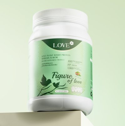 (รูปแบบกระปุก) Love Protein สูตรเผาผลาญไขมันหลังคลอด "Figure of Love" รสชาเขียว (Macha)