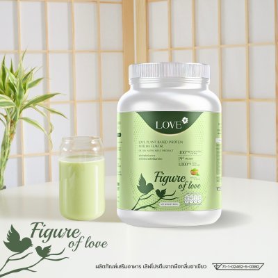 (รูปแบบกระปุก) Love protein เลิฟ โปรตีนพืช สูตรแพทย์ รสชาเขียว (Matcha) สูตรเผาผลาญไขมันหลังคลอด