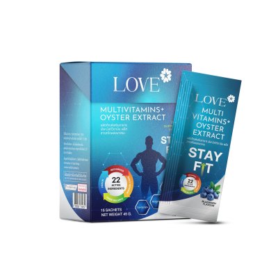 Love Multivitamins+ Oyster Extract วิตามินบำรุงคุณผู้ชาย ผงกรอกปาก รสบลูเบอร์รี่