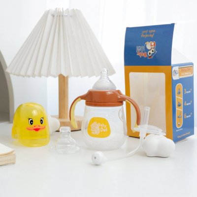 แก้วหัดดื่ม แก้วฝึกดูด กันสำลัก แบบ 3 in 1 ยี่ห้อ Baby Owl